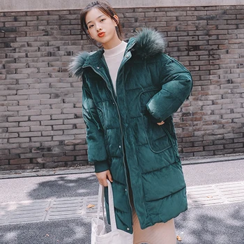 2019 New Autumn Winter women Fur collar long jacket Warm thick hooded Down cotton jacket gold velvet coat Parkas cc1478 
2019 New Autumn Winter women Fur collar long jacket Warm thick hooded Down cotton jacket gold velvet coat Parkas cc1478