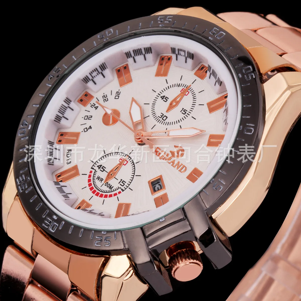 New Style Rd13 Rose Gold Steel Belt Stylish Fake Two Ring with Calendar Men Bracelets Quartz Watch
New Style Rd13 Rose Gold Steel Belt Stylish Fake Two Ring with Calendar Men Bracelets Quartz Watch
