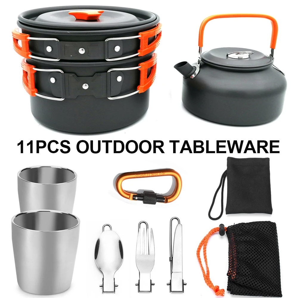 11Pcs Travel Spoon Cookware Kettle Cup Pot Set Camping Tableware Mess Kit Carabiner for Camping Trekking Picnic Travel Tableware
11Pcs Travel Spoon Cookware Kettle Cup Pot Set Camping Tableware Mess Kit Carabiner for Camping Trekking Picnic Travel Tableware