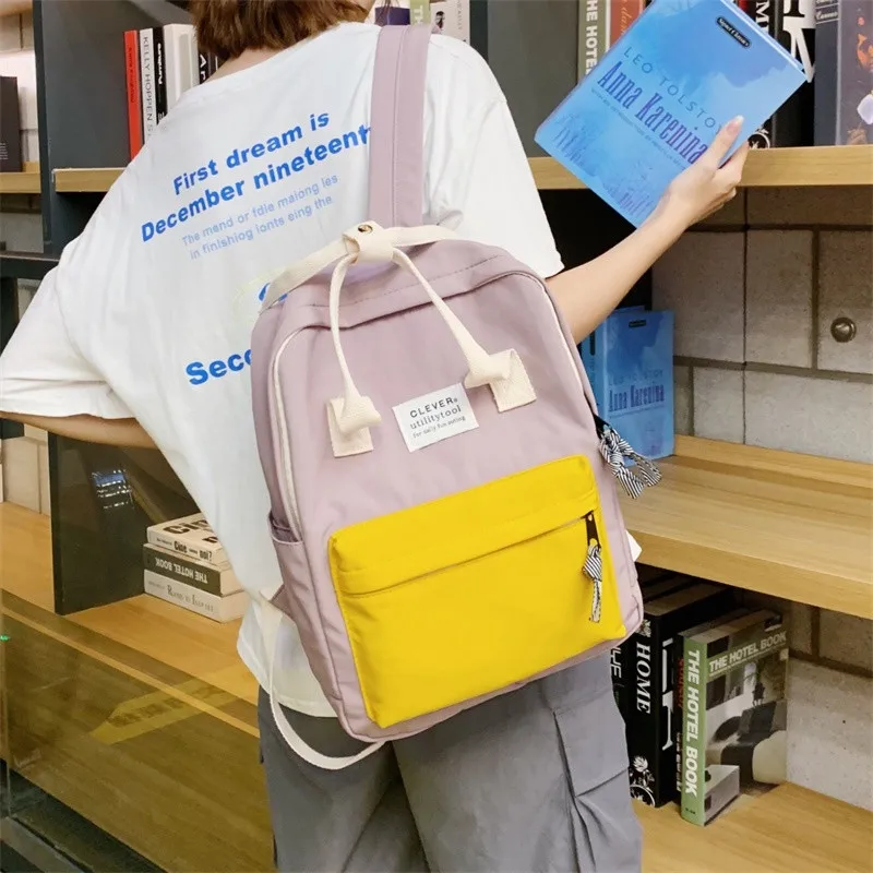 Female Canvas School Bags For Teen Girl Shoulder Bag New Fashion Women Backpack Korean Simple Travel Backpack Patchwork Backpack
Female Canvas School Bags For Teen Girl Shoulder Bag New Fashion Women Backpack Korean Simple Travel Backpack Patchwork Backpack