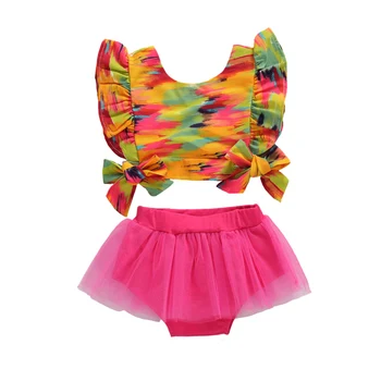 Fashion Summer Infant Baby Girls Clothes Sets Ruffles Short Sleeve colourful Print T Shirts Crop Tops+Shorts 2pcs Outfit 
Fashion Summer Infant Baby Girls Clothes Sets Ruffles Short Sleeve colourful Print T Shirts Crop Tops+Shorts 2pcs Outfit