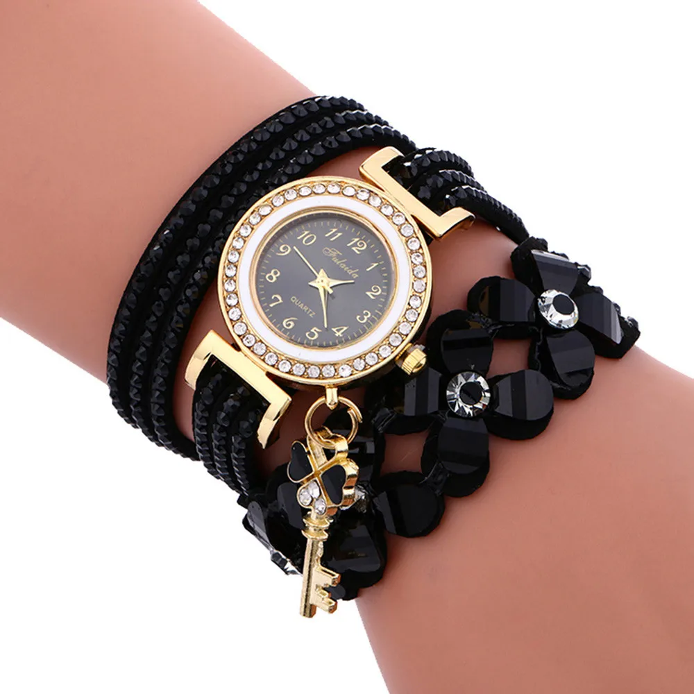 Модные женские часы relogio feminino исполняемые на Алмазный кожаный браслеты из