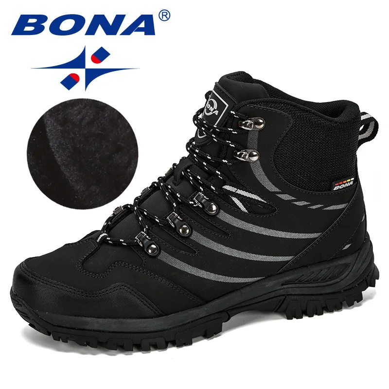 BONA Autumn Winter Hiking Shoes Cow Split Leather Plush Trekking Mountain Climbing Shoes Outdoor Sport Snow Boots Sneakers
BONA Autumn Winter Hiking Shoes Cow Split Leather Plush Trekking Mountain Climbing Shoes Outdoor Sport Snow Boots Sneakers