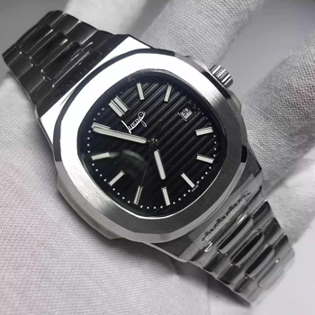 

Silver Patek- Philippe- Luxury Brand AAA Men Automatic Mechanical Watches Black dial Sapphire Watch