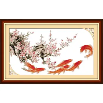 Joy Sunday Cross Stitch Swimming Fishes And Blossom Plums Welcome Spring Pattern Cross Stitch Kit Needlework Home Decor Wall
Joy Sunday Cross Stitch Swimming Fishes And Blossom Plums Welcome Spring Pattern Cross Stitch Kit Needlework Home Decor Wall