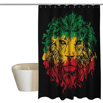 Rasta Hotel Fabric Shower Curtain Ethiopian Flag Colors on Grunge Sketchy Lion Head with Black Backdrop Cloth Fabric Bathroom 
Rasta Hotel Fabric Shower Curtain Ethiopian Flag Colors on Grunge Sketchy Lion Head with Black Backdrop Cloth Fabric Bathroom