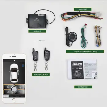 80-100M Keyless Entry Remote Start For Car Central Locking With Remote Control Auto Push Start PKE Button Start Stop