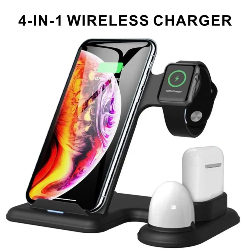 Qi Wireless Charger Phone and smartwatch 4 in 1 Wireless Charger Pad dock stand For iPhone 11 X Xs 8 Airpod apple Watch Samsung
Qi Wireless Charger Phone and smartwatch 4 in 1 Wireless Charger Pad dock stand For iPhone 11 X Xs 8 Airpod apple Watch Samsung