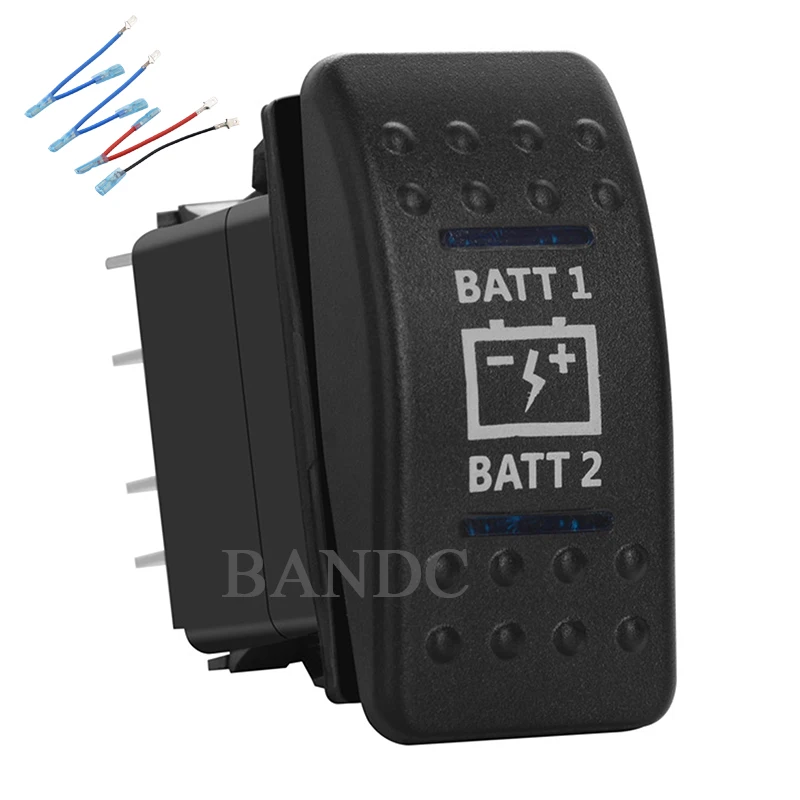 

BATTERY 7Pins On-Off- On DPDT Blue Led Toggle Switch for ARB/Carling/NARVA 4x4 Style，12V 20A 24V 10A，Jumper Wires