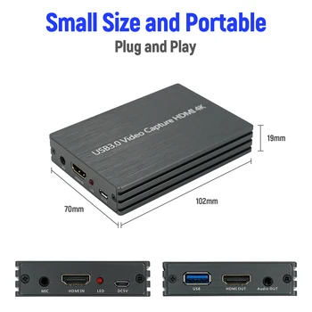 4K for HDMI to USB3.0 Video Game Capture Card Full HD 1080P for Windows for Mac OS for PS4/Xbox One/for Wii U/Nintend Switch
4K for HDMI to USB3.0 Video Game Capture Card Full HD 1080P for Windows for Mac OS for PS4/Xbox One/for Wii U/Nintend Switch