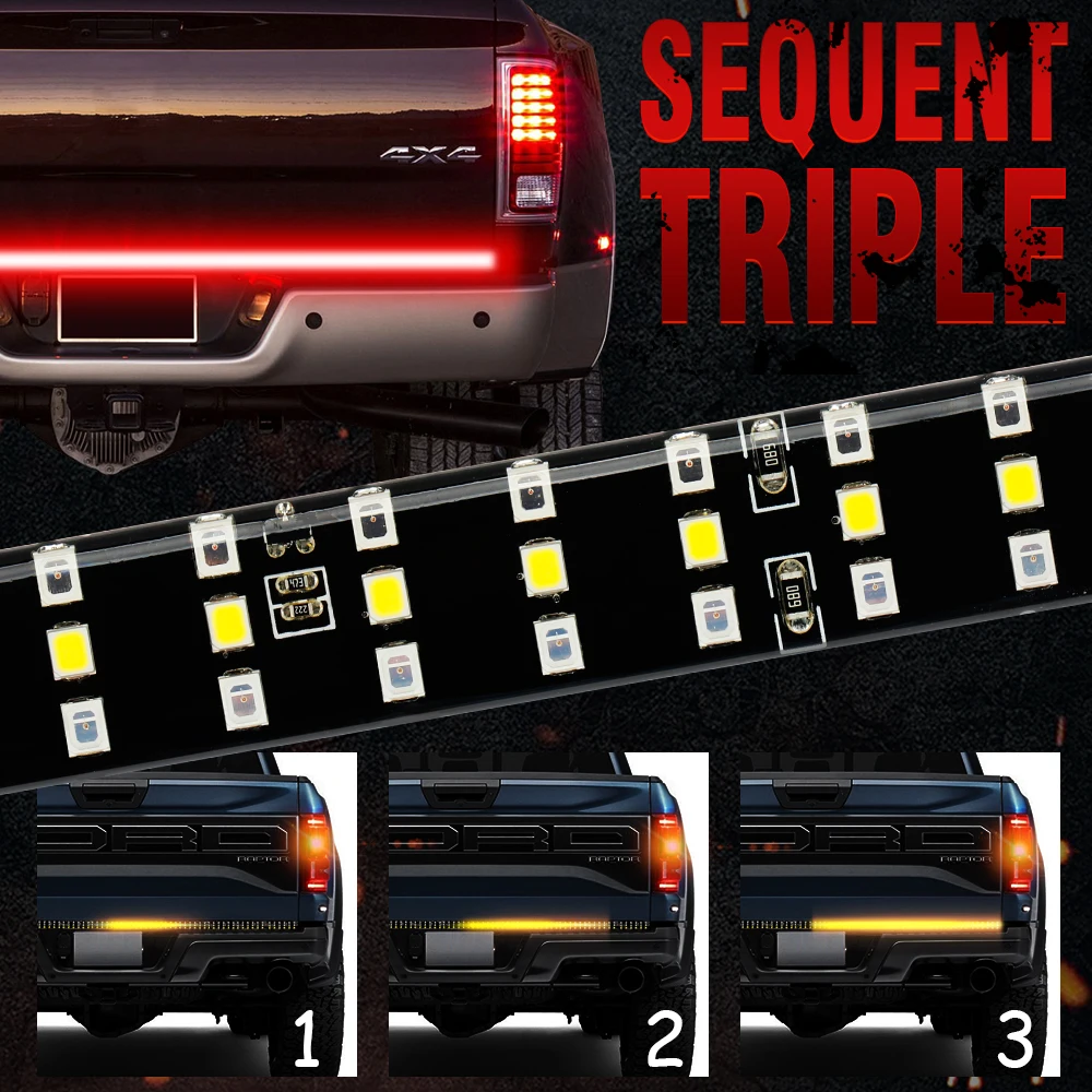 OKEEN 12V LED Tailgate Light Bar Red Running Strip Light Sequential Amber Turn Signal Brake Reverse Tail Lights for Pickup SUV
OKEEN 12V LED Tailgate Light Bar Red Running Strip Light Sequential Amber Turn Signal Brake Reverse Tail Lights for Pickup SUV