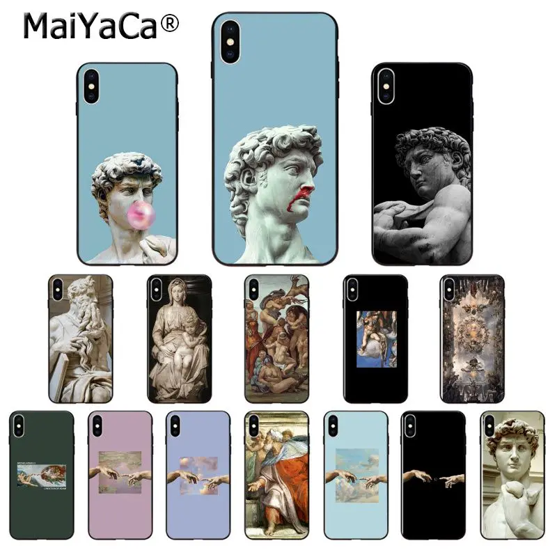 Мягкий чехол из ТПУ MaiYaCa Michelangelo Sculpture David Creation of Adam для iPhone X XS MAX 6 6s 7 7plus 8 8Plus 5 5S SE XR |