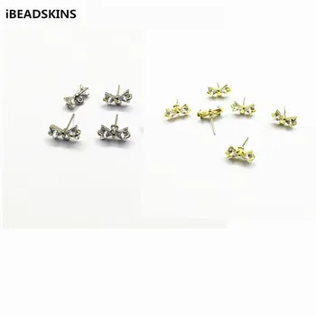 New arrival! Rhodium/Gold color 14x7mm 100pcs Bows-shape Zircon Earring stud for Jewelry/Earring Accessories/Earring parts DIY
New arrival! Rhodium/Gold color 14x7mm 100pcs Bows-shape Zircon Earring stud for Jewelry/Earring Accessories/Earring parts DIY