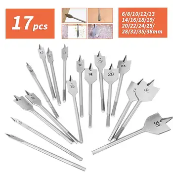 6-38mm 17 Pcs Woodworking Tool Sets Durable High Carbon Steel Flat Drill Bits Flat Spade Bit Wood Tools Flat Drill Bit Set
6-38mm 17 Pcs Woodworking Tool Sets Durable High Carbon Steel Flat Drill Bits Flat Spade Bit Wood Tools Flat Drill Bit Set