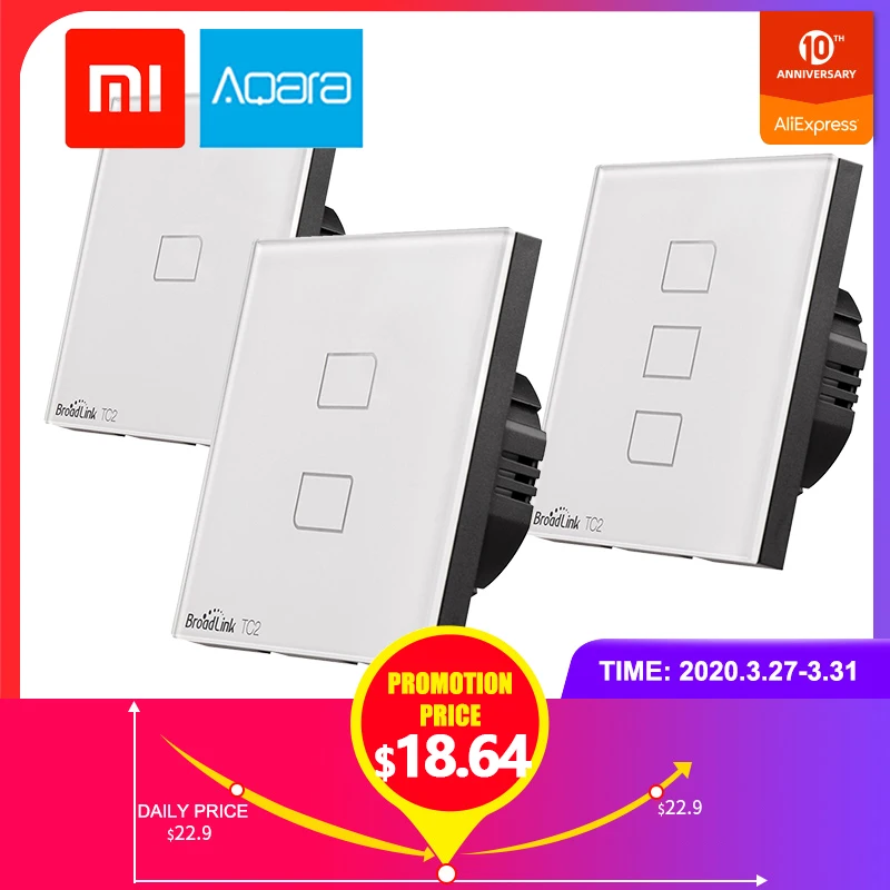 Broadlink WiFi Switch TC2 Light Switch Wall UK EU Touch Panel 1/2/3 Gang RM PRO IR+RF Remote Control for Alexa Google Home IFTTT
Broadlink WiFi Switch TC2 Light Switch Wall UK EU Touch Panel 1/2/3 Gang RM PRO IR+RF Remote Control for Alexa Google Home IFTTT