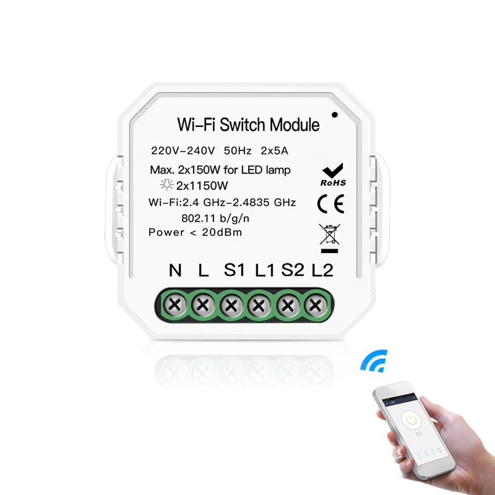 2 Gang 2 Way Wifi Smart Light Switch Diy Breaker Module Smart Life/Tuya APP Remote Control,Working with Alexa Echo Google Home
2 Gang 2 Way Wifi Smart Light Switch Diy Breaker Module Smart Life/Tuya APP Remote Control,Working with Alexa Echo Google Home
