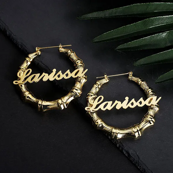 Custom 30mm-100mm Bamboo Hoop Earrings Customize Name Earrings Bamboo Style Personality Earring with Statement Words HipHop Sexy
Custom 30mm-100mm Bamboo Hoop Earrings Customize Name Earrings Bamboo Style Personality Earring with Statement Words HipHop Sexy