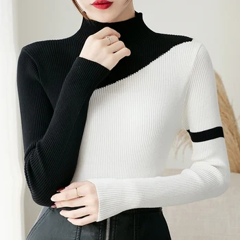 2019 Fashion Patchwork Color Woman Sweater Autumn And Winter Knitted Turtleneck Sweaters Casual Soft Femme Elasticity Pullovers
2019 Fashion Patchwork Color Woman Sweater Autumn And Winter Knitted Turtleneck Sweaters Casual Soft Femme Elasticity Pullovers