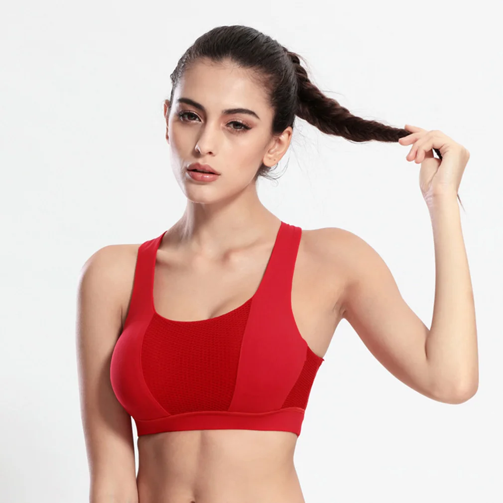 

New Style Women Ladies Breathable Sports Yoga Fitness Padded Bra Running Push Up Seamless Overlapping Top Bras