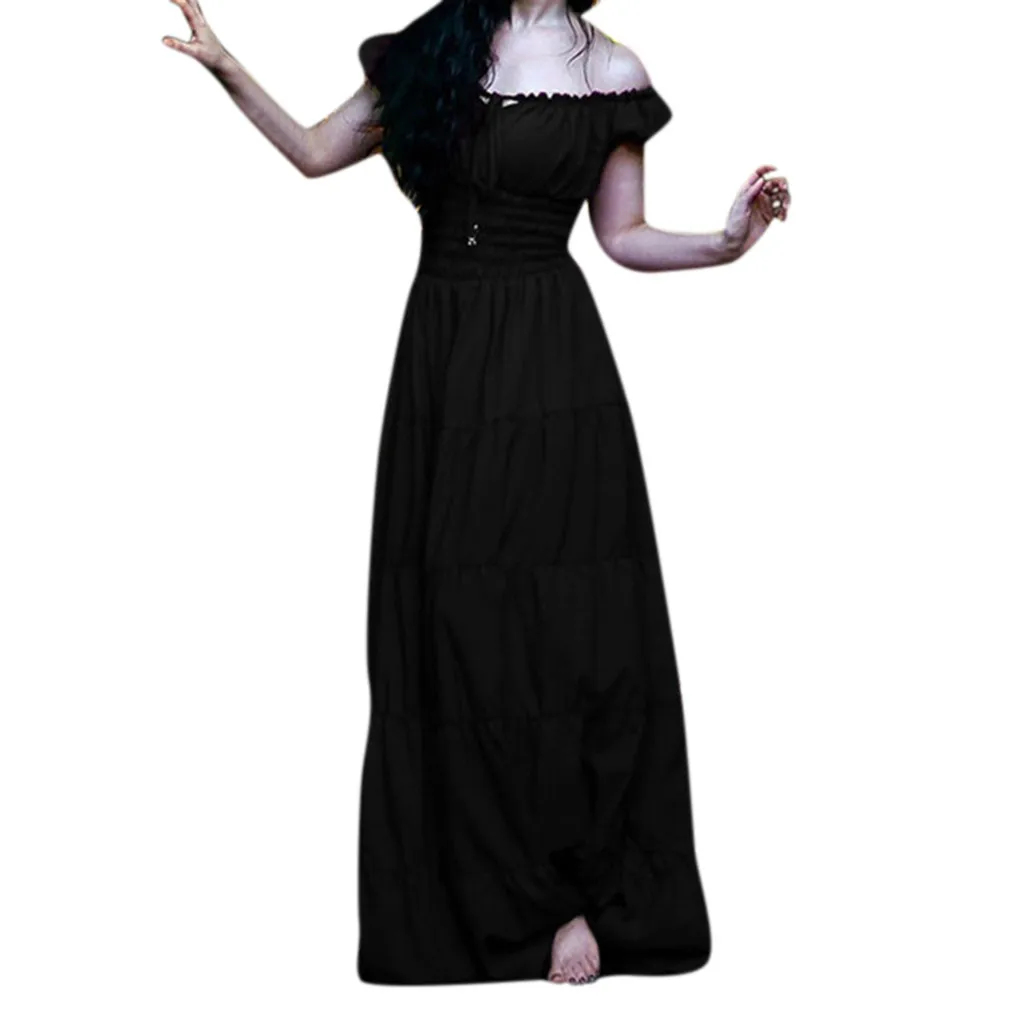 Plus Size Gothic Long Black Dress Women's Sexy Vintage Slash Neck Solid Maxi Summer Beach Dress Casual Loose Bandage Dresses #B
Plus Size Gothic Long Black Dress Women's Sexy Vintage Slash Neck Solid Maxi Summer Beach Dress Casual Loose Bandage Dresses #B