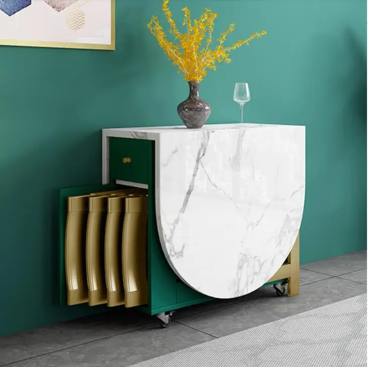 Folding table and chair combination small household modern simple multi-functional marble solid wood dining table
Folding table and chair combination small household modern simple multi-functional marble solid wood dining table