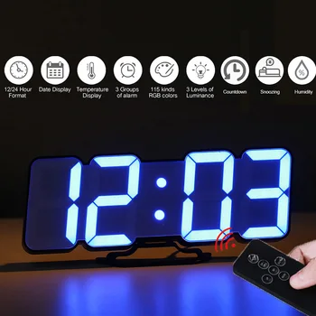 Upgrade 3D Remote Control Digital Wall Clock 115 Colors LED Table Clock Time Alarm Temperature Date Sound Control Night Light
Upgrade 3D Remote Control Digital Wall Clock 115 Colors LED Table Clock Time Alarm Temperature Date Sound Control Night Light