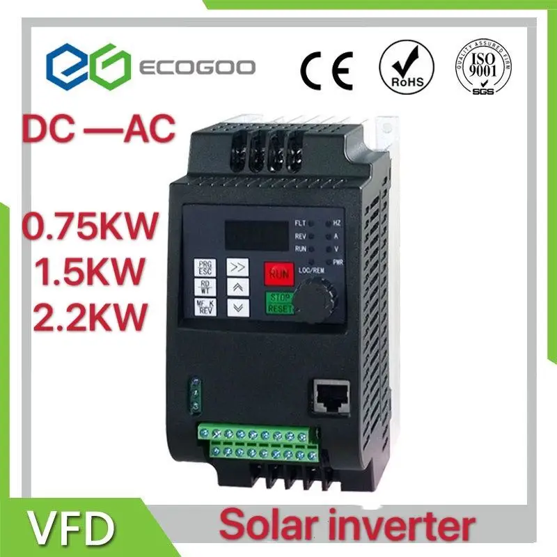 

220V 0.75KW/1.5KW/2.2KW DC Input Solar Photovoltaic Compressed Water Pump Inverter Converter of DC-to-AC Output 3Phase