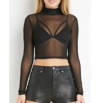Women See through Mesh Crewneck Sheer Top Blouse Long Sleeve Casual Shirt 
Women See through Mesh Crewneck Sheer Top Blouse Long Sleeve Casual Shirt