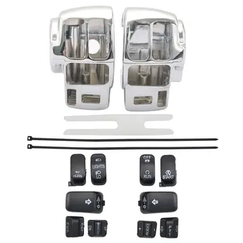 Chrome Switch Housings Black Switch Caps Handlebar Controls For Harley Glide Road King FLHTCU FLHTK FLTR FLTRU FLHRC FLHR Motors
Chrome Switch Housings Black Switch Caps Handlebar Controls For Harley Glide Road King FLHTCU FLHTK FLTR FLTRU FLHRC FLHR Motors