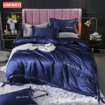 LIMINGYI Bowknot Double-sided Washed Silk Embroidery 4PC Simple Solid Color Embroidered Quilt Cover Pillowcase Bedding Set BT003
LIMINGYI Bowknot Double-sided Washed Silk Embroidery 4PC Simple Solid Color Embroidered Quilt Cover Pillowcase Bedding Set BT003