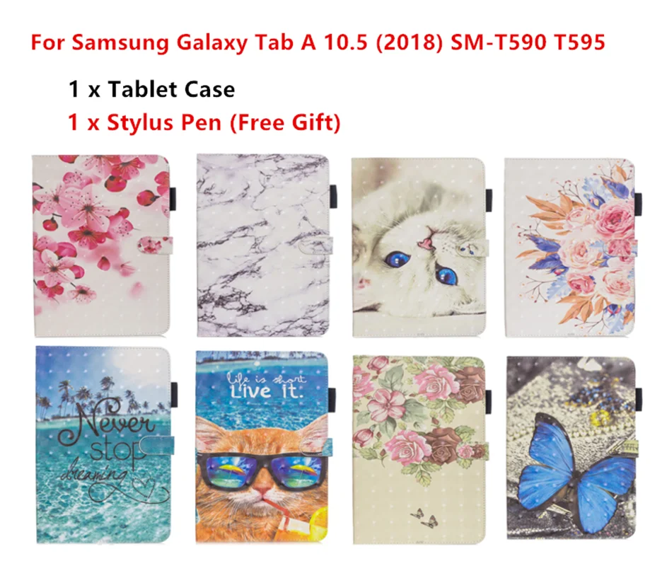 Чехол для планшета Samsung galaxy Tab A 10 5 2018 SM-T590 T595 T597 классный Чехол-книжка из
