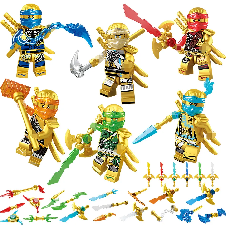 New 6pcs/set Gold Ninjagoed Figures Building Blocks Compatible with Legoinglys toy Bricks Education Toys for Children
New 6pcs/set Gold Ninjagoed Figures Building Blocks Compatible with Legoinglys toy Bricks Education Toys for Children
