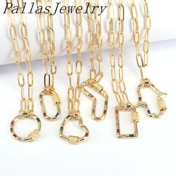 5Pcs Gold Color Carabiner Cubic Zirconia Heart Round Square Necklaces metal CHAIN Spiral Clasps Carabiner Chokers
5Pcs Gold Color Carabiner Cubic Zirconia Heart Round Square Necklaces metal CHAIN Spiral Clasps Carabiner Chokers