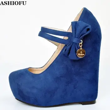 ASHIOFU Handmade Women's Wadge Heel Pumps Faux-suede Double-buckle Strap Party Dress Shoes Butterfly-knot Evening Fashion Pumps
ASHIOFU Handmade Women's Wadge Heel Pumps Faux-suede Double-buckle Strap Party Dress Shoes Butterfly-knot Evening Fashion Pumps
