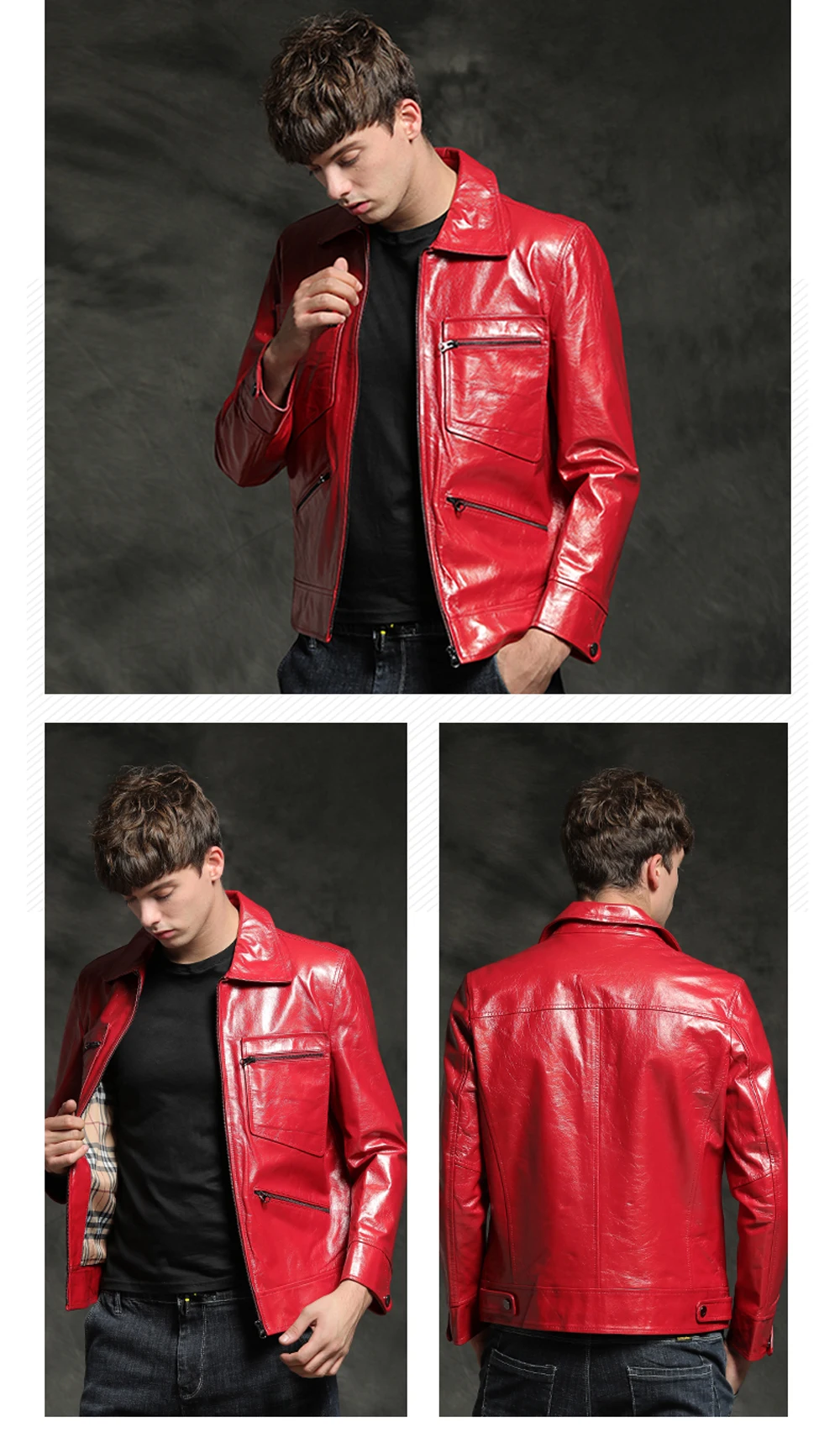 Waliicorners Genuine Cowhide Leather Jacket Men Handsome Natural Leather Clothing Men Autumn Spring Slim Leather Sheepskin Overcoat 15 H6fbfdb86022e4d3d9ea1a185fba4a9bcQ