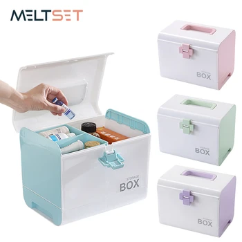 

Multi-layer Medicine Storage Box Large Capacity Emergency First Aid Kit Box with Drawers Plastic Portable Drug Organizer Box