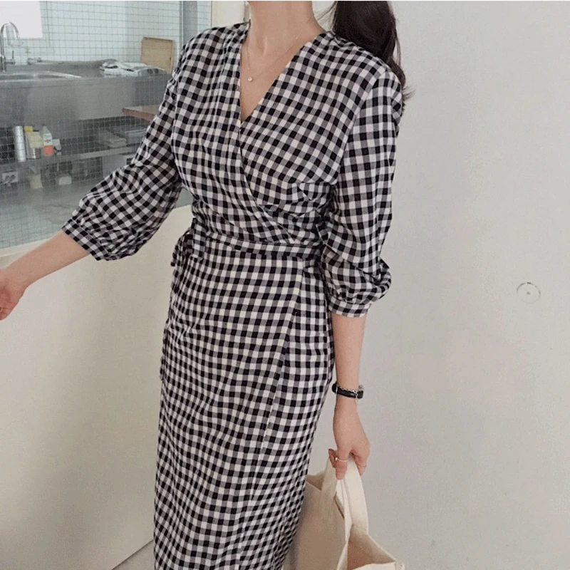 Bow Wrap V-Neck Three Quarter Sleeve High Waist Casual One Piece Dresses DR1122 2020 New Spring Autumn Women Plaid Dress Lace
Bow Wrap V-Neck Three Quarter Sleeve High Waist Casual One Piece Dresses DR1122 2020 New Spring Autumn Women Plaid Dress Lace