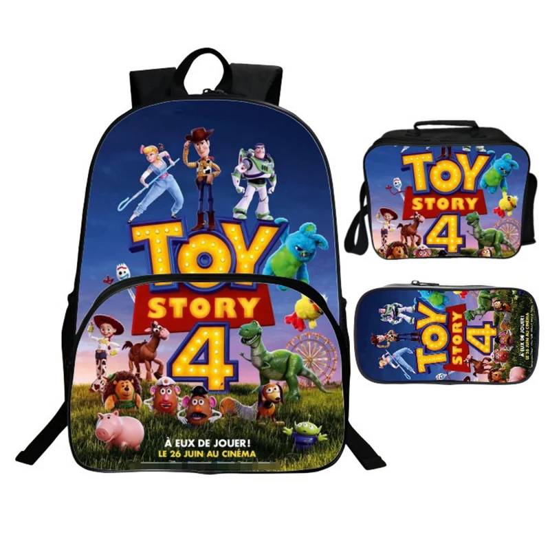 

2019 New Movie TS4 Forky Alien Woody Buzz Lightyear Kids Backpack School bag Pencilcase Anime Men Travel Rucksack