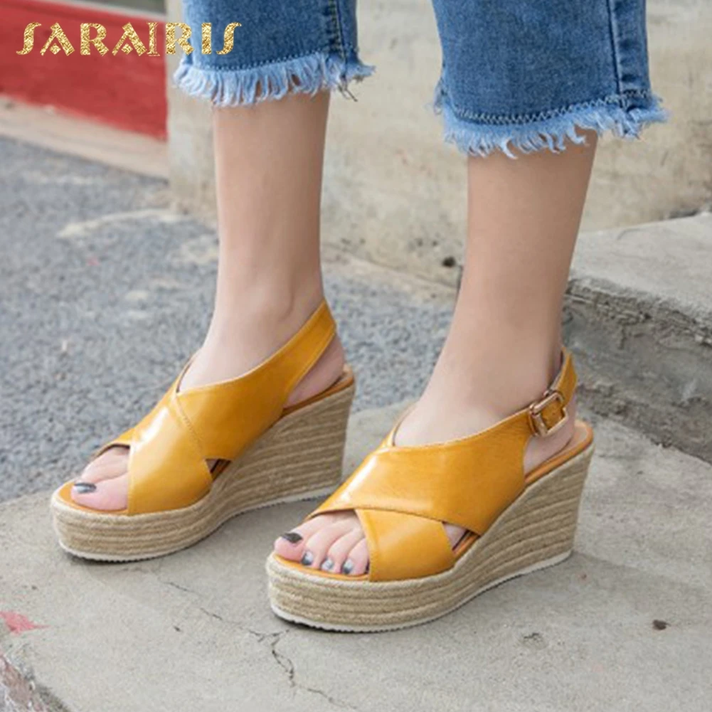 Sarairis Fashion New Hot High Quality Wedge High Heels Summer Sandals Woman Shoes Peep Toe Buckle Strap Concise Sandals Female
Sarairis Fashion New Hot High Quality Wedge High Heels Summer Sandals Woman Shoes Peep Toe Buckle Strap Concise Sandals Female