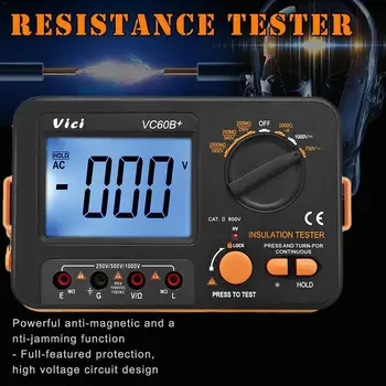 VC60B+ Digital Insulation Resistance Tester MegOhm Input 250V 500V Circuit Alarm Meter Voltage 1000V Short Megger And High J7U3
VC60B+ Digital Insulation Resistance Tester MegOhm Input 250V 500V Circuit Alarm Meter Voltage 1000V Short Megger And High J7U3