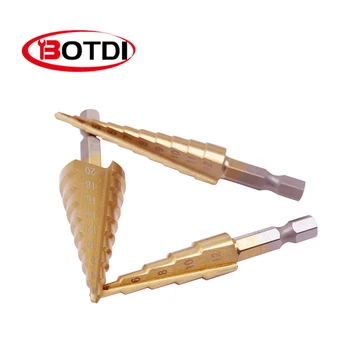 3 pieces of drill bit with titanium coating Hss cone hole cutter 3-12/4-12/4-20 hexagonal taper drill power tool accessories
3 pieces of drill bit with titanium coating Hss cone hole cutter 3-12/4-12/4-20 hexagonal taper drill power tool accessories