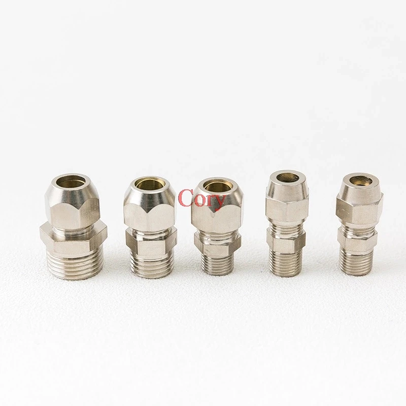 

1Pc 1/8" 1/4" 3/8" 1/2" BSP Male 4 6 8 10 12 14 16mm OD Tube nickel plated brass ferrule fitting connection Tube Compression