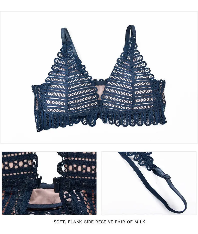 New Women's Bra French Triangle Cup Underwear Women's Thin Sexy Lace Beautiful Back Buckle Small Bra Gathering No Steel Ring Bra New Women's Bra French Triangle Cup Underwear Women's Thin Sexy Lace Beautiful Back Buckle Small Bra Gathering No Steel Ring Bra