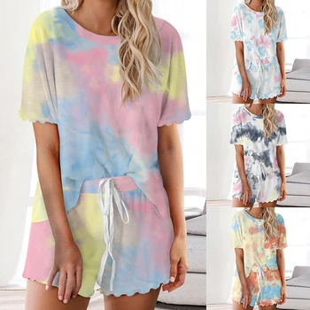 Women Tie Dye Pajamas Set Print Ruffles Short Long Sleeve Tops Shorts Suit New Fashion Loungewear Nightwear Sleepwear Plus Size
Women Tie Dye Pajamas Set Print Ruffles Short Long Sleeve Tops Shorts Suit New Fashion Loungewear Nightwear Sleepwear Plus Size