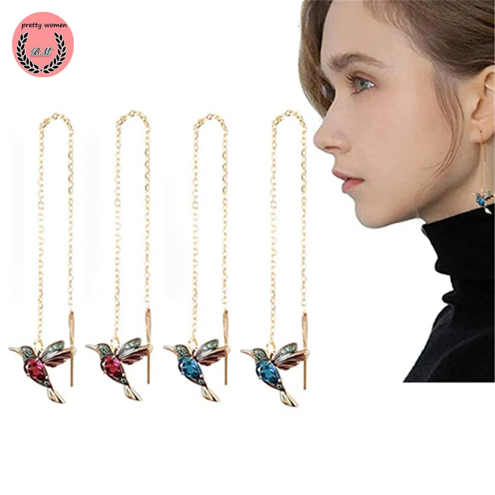 Fashion Simulation Hummingbird Stud Earrings for Women Threader Long Drop Tassel Crystal Dangle Jewelry Charms Gift1 pair
Fashion Simulation Hummingbird Stud Earrings for Women Threader Long Drop Tassel Crystal Dangle Jewelry Charms Gift1 pair
