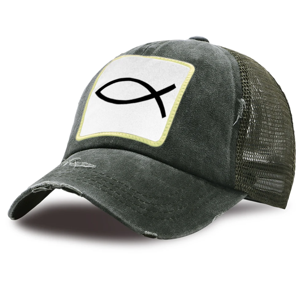 JESUS FISH Print Harajuku Trucker Hat Men Cotton Breathable Mesh Baseball Breathable Caps Women Summer Outdoor Snapback Hat
JESUS FISH Print Harajuku Trucker Hat Men Cotton Breathable Mesh Baseball Breathable Caps Women Summer Outdoor Snapback Hat