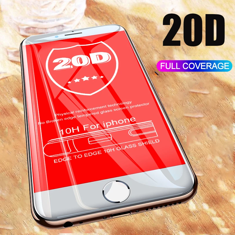 20D стекло для iphone 11 pro max X XS 7 8 6s plus XR полное покрытие закаленное защитное экрана