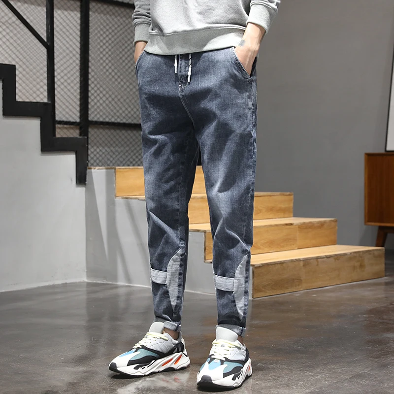 KSTUN Men's Jeans 2020 Patchwork Drawstring Elastic Waist Casual Denim Pants Male Trouers Japanese
