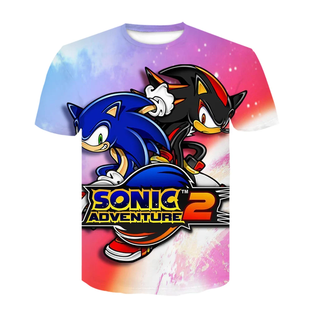 Футболка Kawaii Sonic Детская футболка с забавным мультяшным рисунком для мальчиков и
