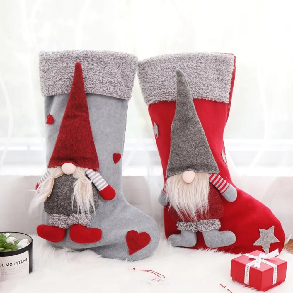 large christmas stockings gifts cloth santa elk socks xmas